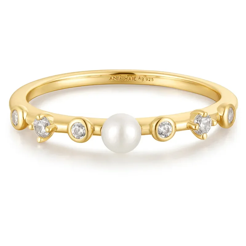 ANIA HAIE FRESHWATER PEARL AND CUBIC ZIRCONIA RING R058-04G