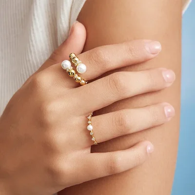 ANIA HAIE FRESHWATER PEARL AND CUBIC ZIRCONIA RING R058-04G