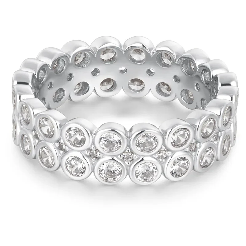 ANIA HAIE SILVER DOUBLE ROW BEZEL RING R058-08H