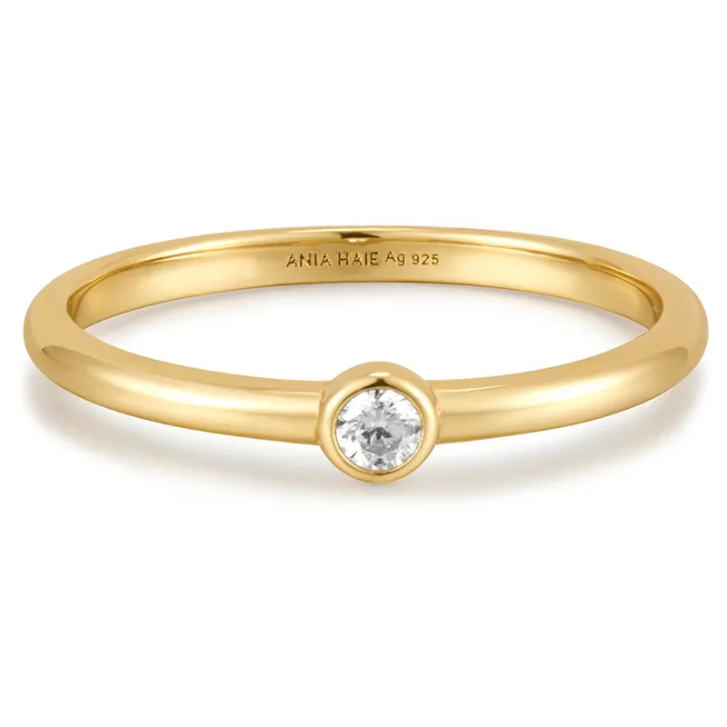 ANIA HAIE HALF ROUND CUBIC ZIRCONIA RING R059-02G