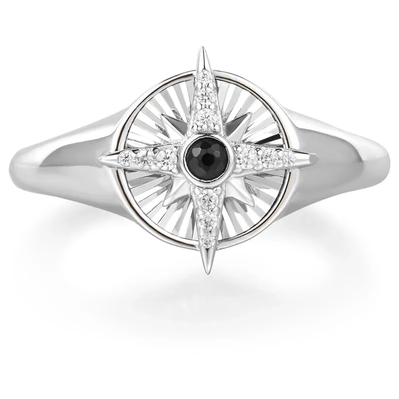 ANIA HAIE SILVER STAR SIGNET RING R059-06H