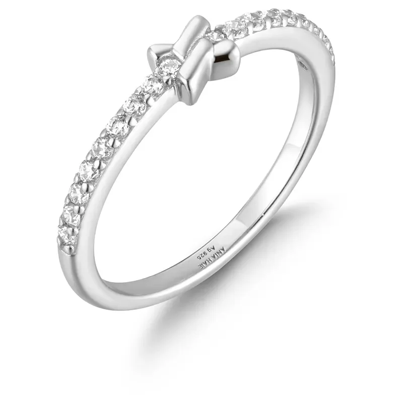 ANIA HAIE SILVER CROSS CUBIC ZIRCONIA RING R061-01H