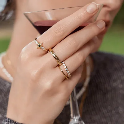 ANIA HAIE GOLD BLACK ONYX STAR RING R061-02G