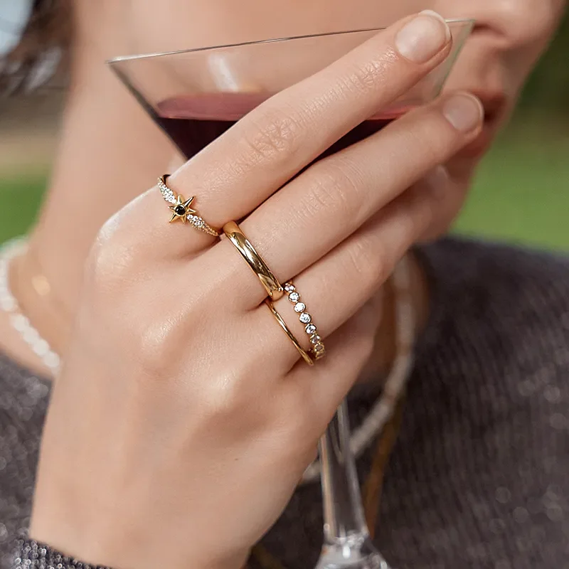 ANIA HAIE GOLD BLACK ONYX STAR RING R061-02G