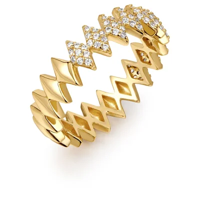 ANIA HAIE GOLD HALF PAVE SPARKLE RING R061-04G