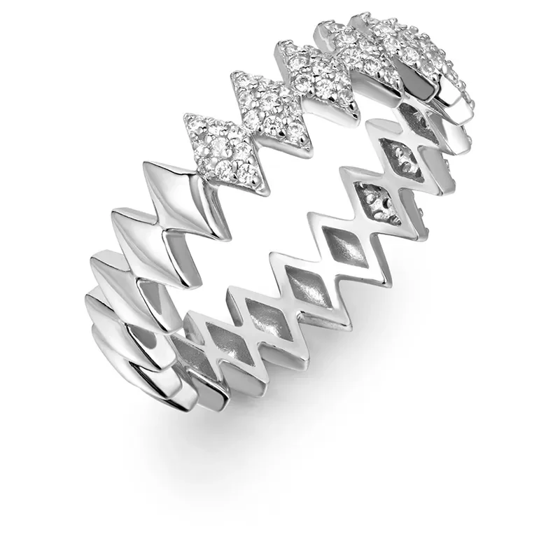 ANIA HAIE SILVER HALF PAVE SPARKLE RING R061-04H