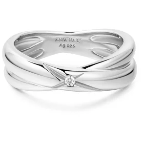 ANIA HAIE SILVER CROSS DOUBLE RING R061-06H