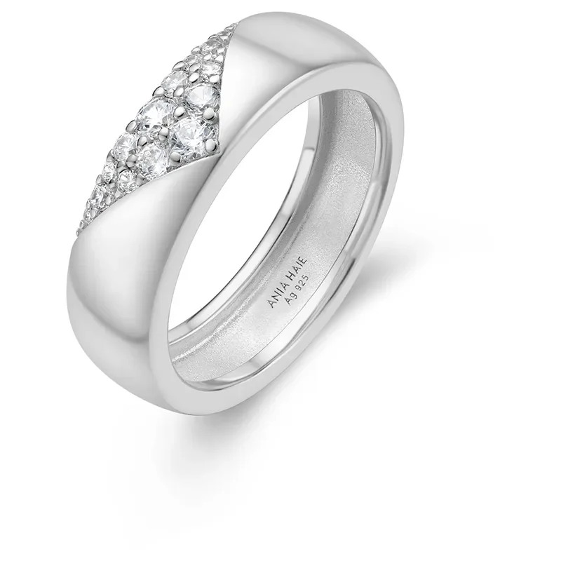 ANIA HAIE SILVER PAVE CZ BOLD STATEMENT RING R062-02H