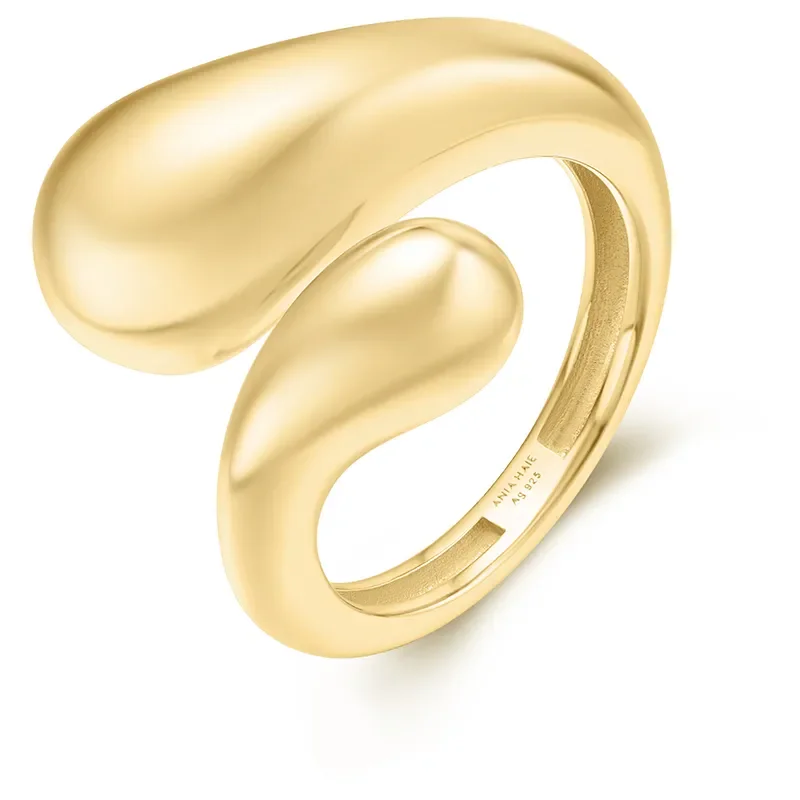 ANIA HAIE ADJUSTABLE GOLD SCULPTURAL CROSSOVER RING R062-03G