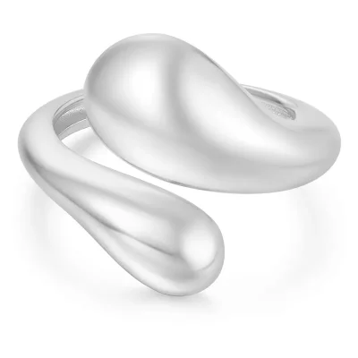 ANIA HAIE ADJUSTABLE SILVER SCULPTURAL CROSSOVER RING R062-03H