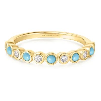 ANIA HAIE GOLD BEZEL LAB CREATED TURQUOISE RING R063-01G