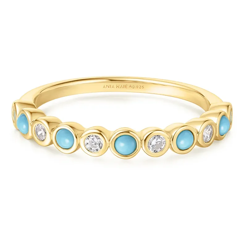 ANIA HAIE GOLD BEZEL LAB CREATED TURQUOISE RING R063-01G