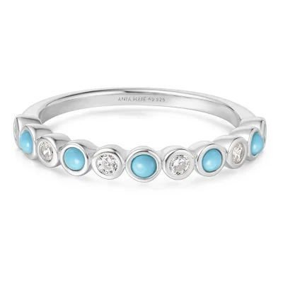 ANIA HAIE SILVER BEZEL LAB CREATED TURQUOISE RING R063-01H