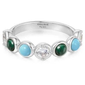 ANIA HAIE BEZEL MALACHITE AND LAB CREATED TURQUOISE RING R063-02H