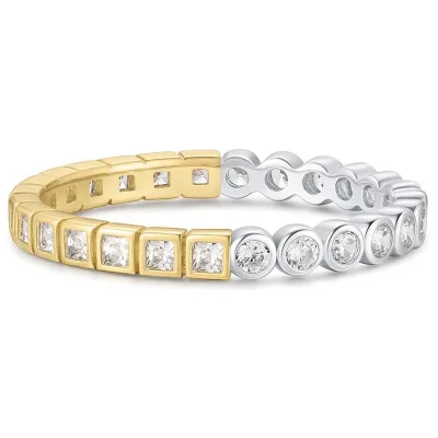 ANIA HAIE TWO-TONE SQUARE AND CIRCLE BEZEL RING R066-01T