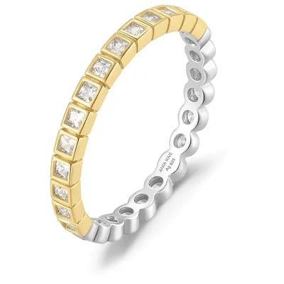 ANIA HAIE TWO-TONE SQUARE AND CIRCLE BEZEL RING R066-01T