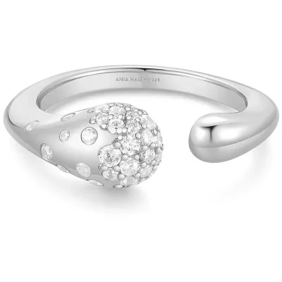 ANIA HAIE SILVER SPARKLING SCULPTURAL ADJUSTABLE RING R066-04H