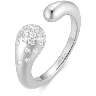 ANIA HAIE SILVER SPARKLING SCULPTURAL ADJUSTABLE RING R066-04H