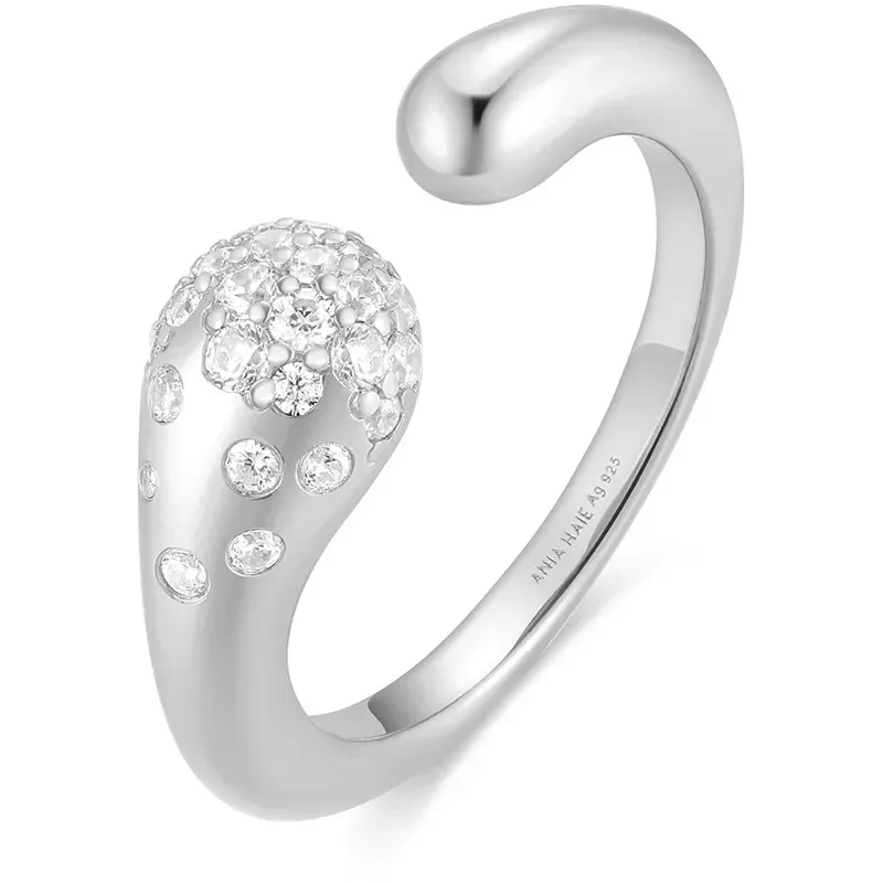 ANIA HAIE SILVER SPARKLING SCULPTURAL ADJUSTABLE RING R066-04H