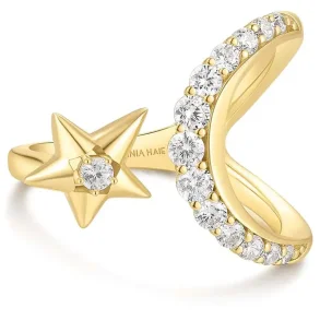 ANIA HAIE GOLD SPARKLING MOON AND STAR ADJUSTABLE RING R066-05G