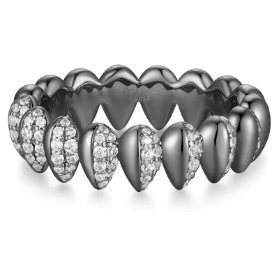 ANIA HAIE BLACK SPARKLING PUFFY RING R067-02B