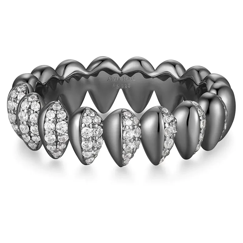 ANIA HAIE BLACK SPARKLING PUFFY RING R067-02B