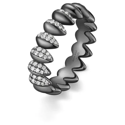 ANIA HAIE BLACK SPARKLING PUFFY RING R067-02B