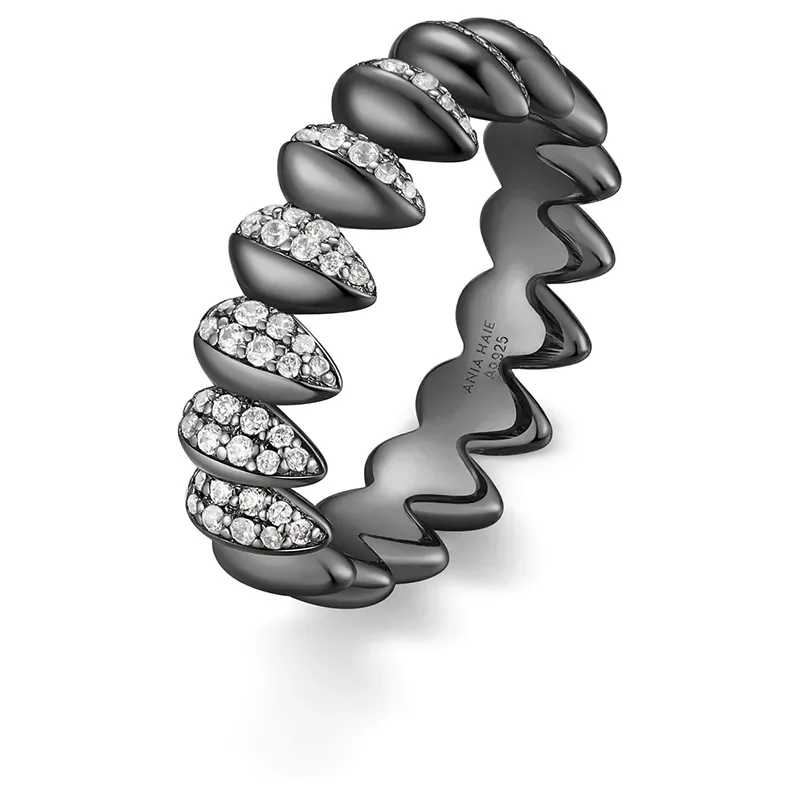 ANIA HAIE BLACK SPARKLING PUFFY RING R067-02B