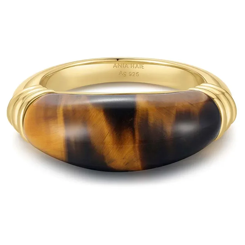 ANIA HAIE GOLD TIGER EYE STATEMENT RING R068-01G