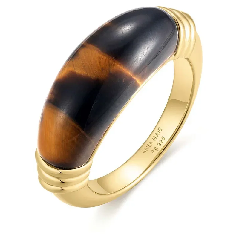 ANIA HAIE GOLD TIGER EYE STATEMENT RING R068-01G