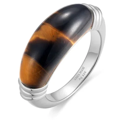 ANIA HAIE SILVER TIGER EYE STATEMENT RING R068-01H