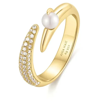 ANIA HAIE GOLD SPARKLE PEARL ADJUSTABLE RING R069-01G