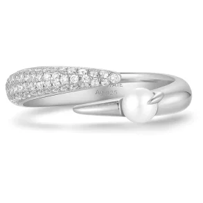 ANIA HAIE SILVER SPARKLE PEARL ADJUSTABLE RING R069-01H