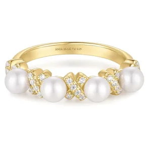 ANIA HAIE GOLD SPARKLING BRAIDED SHELL PEARL RING R069-02G