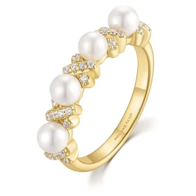 ANIA HAIE GOLD SPARKLING BRAIDED SHELL PEARL RING R069-02G