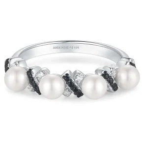 ANIA HAIE TWO-TONE SPARKLING BRAIDED SHELL PEARL RING R069-02T