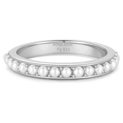 ANIA HAIE SILVER SHELL PEARL BEADED RING R069-03H