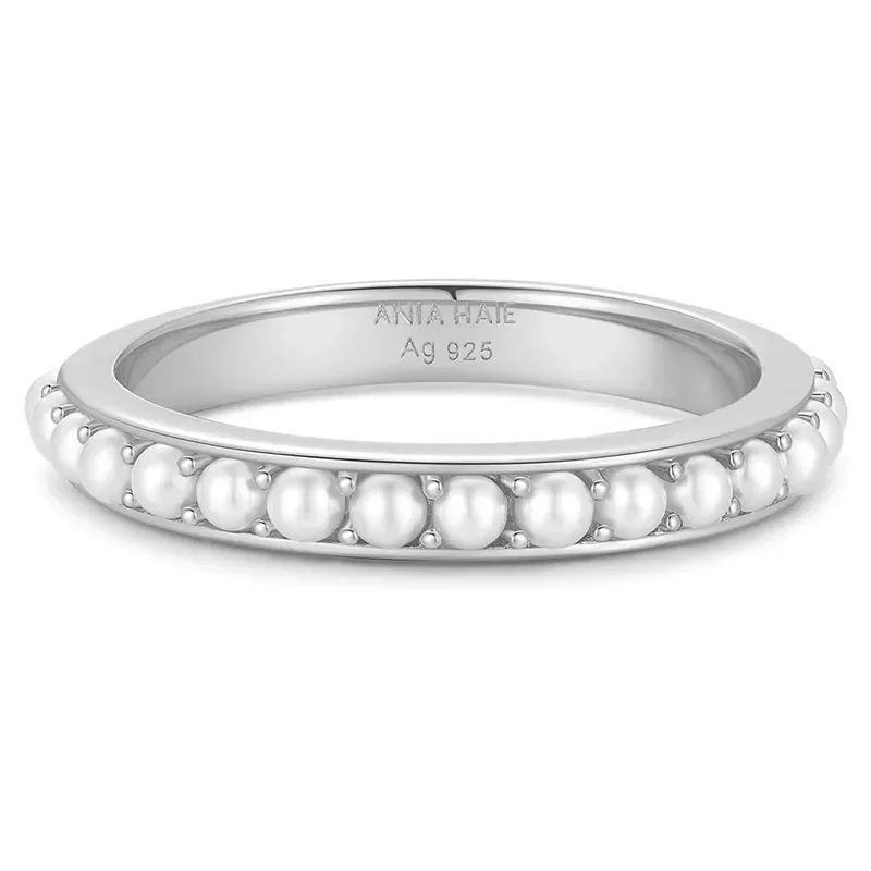 ANIA HAIE SILVER SHELL PEARL BEADED RING R069-03H
