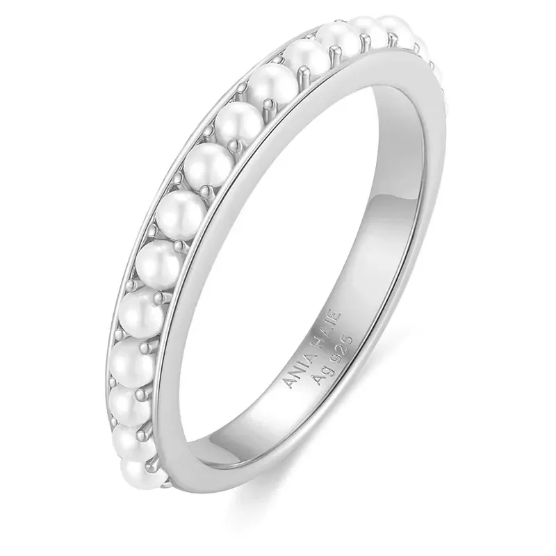 ANIA HAIE SILVER SHELL PEARL BEADED RING R069-03H
