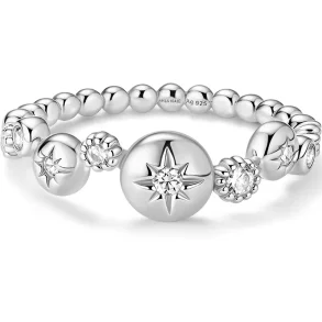 ANIA HAIE SILVER STARBURST ZIG-ZAG BEADED RING R074-02H