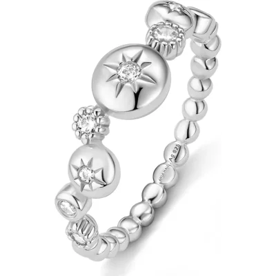 ANIA HAIE SILVER STARBURST ZIG-ZAG BEADED RING R074-02H