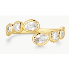 ANIA HAIE GOLD ORGANIC PEBBLE SPIRAL BEZEL ADJUSTABLE RING R076-01G