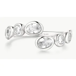 ANIA HAIE SILVER ORGANIC PEBBLE SPIRAL BEZEL ADJUSTABLE RING R076-01H